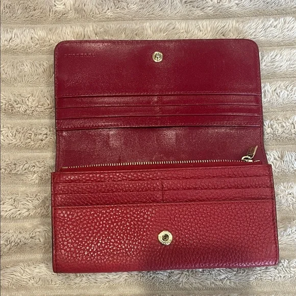Burberry Burgundy Leather Wallet - Picture 2 of 8